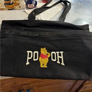 Disney Black Canvas Tote with Embroidered Pooh